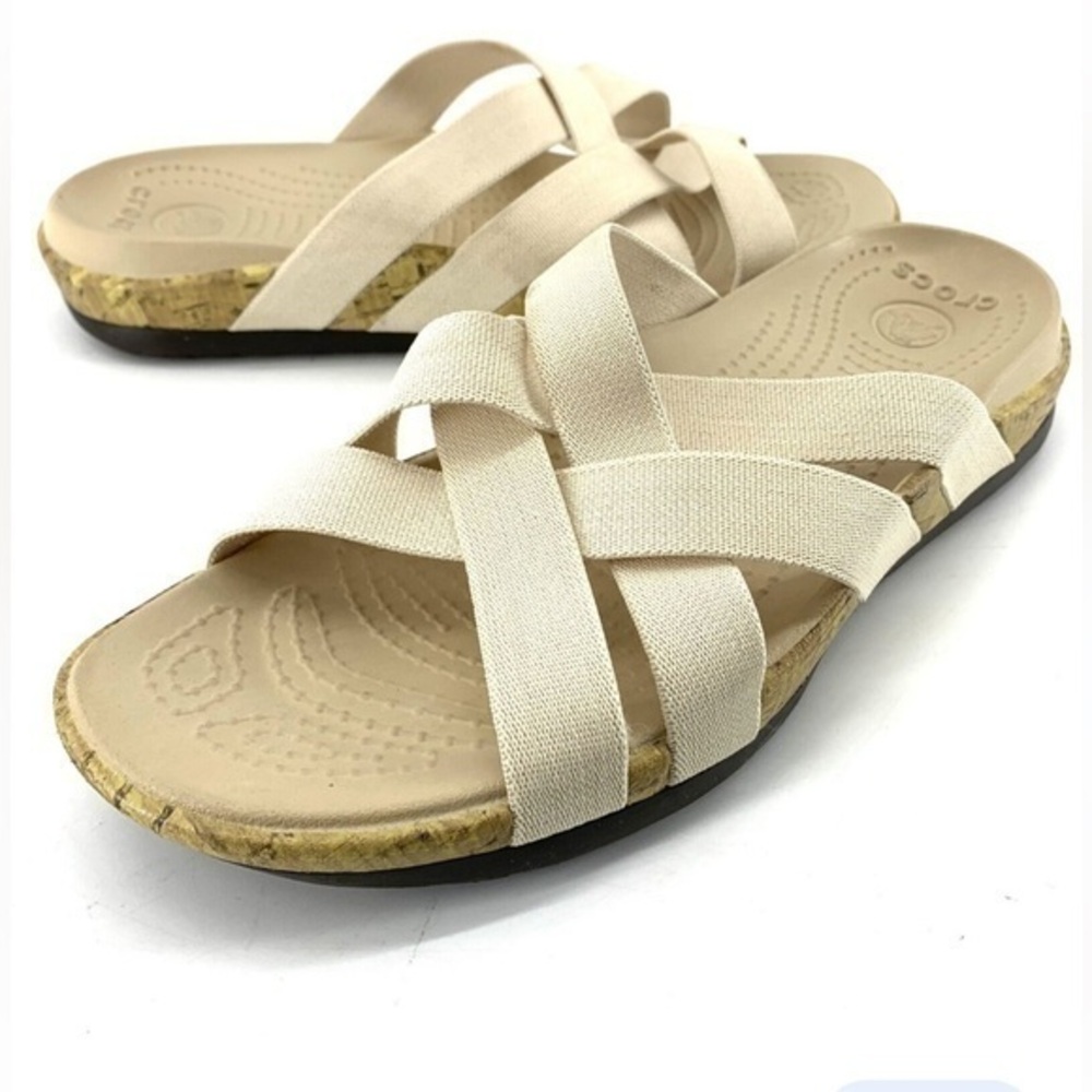 CROCS Women's Beige Criss-Cross Sandals